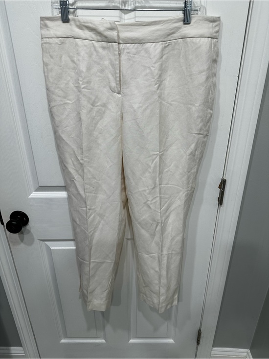 Victor Alfaro Pants - Victor Alfaro Silk Linen blend Cream Cropped Straight-Leg Pants